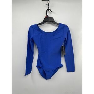 Theatricals Classwear Womens Large Royal Long Sleeve Dance Leotard One Piece NWT